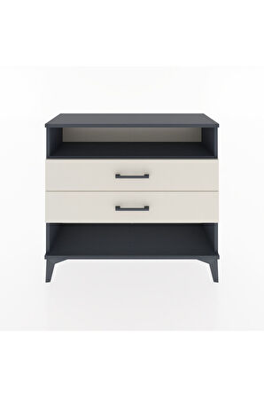 Arges Şifonyer Tek Raflı 2 Çekmeceli 88x30x80 Antrasit-Aytaşı