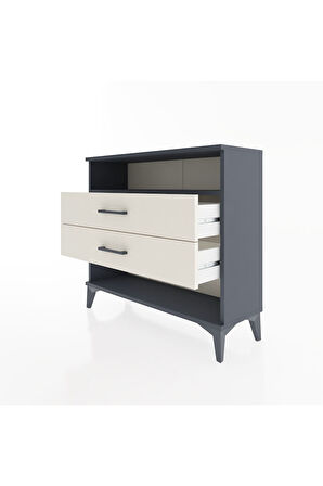 Arges Şifonyer Tek Raflı 2 Çekmeceli 88x30x80 Antrasit-Aytaşı