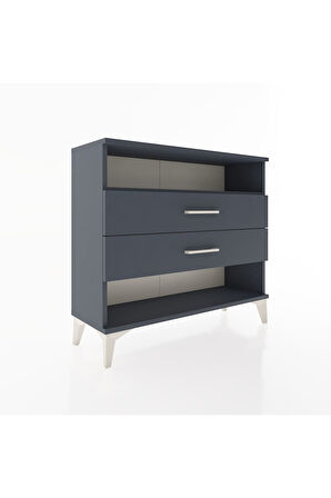 Arges Şifonyer Tek Raflı 2 Çekmeceli 88x30x80 Antrasit-Antrasit