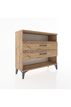 Arges Şifonyer Tek Raflı 2 Çekmeceli 88x30x80 Çam-Çam