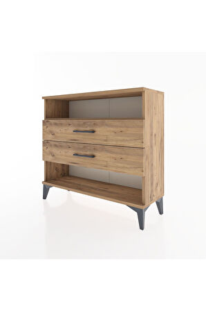 Arges Şifonyer Tek Raflı 2 Çekmeceli 88x30x80 Çam-Çam