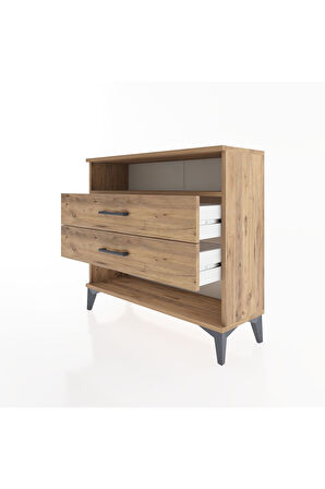Arges Şifonyer Tek Raflı 2 Çekmeceli 88x30x80 Çam-Çam