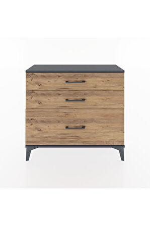 Arges Şifonyer 3 Çekmeceli 88x30x80 Antrasit-Çam