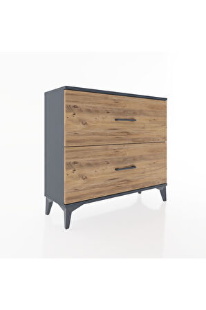 Arges Şifonyer 2 Çekmeceli 88x30x80 Antrasit-Çam