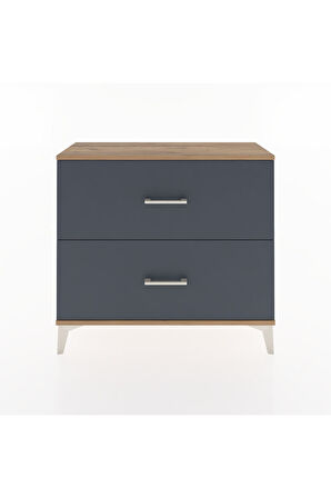 Arges Şifonyer 2 Çekmeceli 88x30x80 Çam-Antrasit