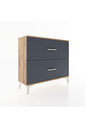 Arges Şifonyer 2 Çekmeceli 88x30x80 Çam-Antrasit