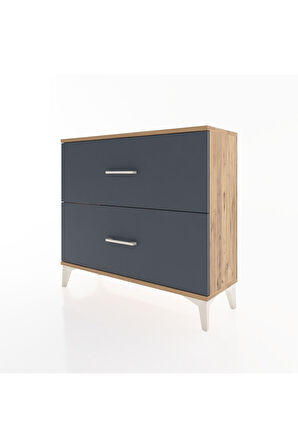 Arges Şifonyer 2 Çekmeceli 88x30x80 Çam-Antrasit