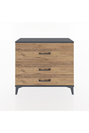 Arges Şifonyer 3 Çekmeceli 88x30x80 Antrasit-Çam