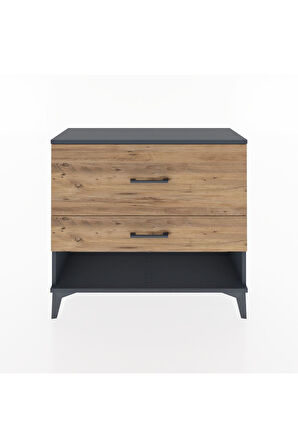 Arges Şifonyer 2 Çekmeceli 88x30x80 Antrasit-Çam