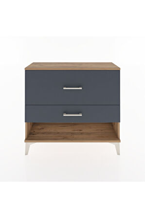 Arges Şifonyer 2 Çekmeceli 88x30x80 Çam-Antrasit