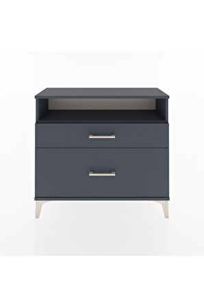 Arges Şifonyer Tek Raflı 2 Çekmeceli 88x30x80 Antrasit-Antrasit