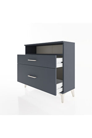 Arges Şifonyer Tek Raflı 2 Çekmeceli 88x30x80 Antrasit-Antrasit