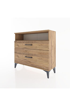 Arges Şifonyer Tek Raflı 2 Çekmeceli 88x30x80 Çam-Çam