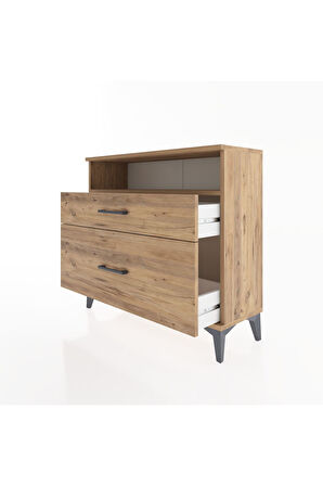 Arges Şifonyer Tek Raflı 2 Çekmeceli 88x30x80 Çam-Çam
