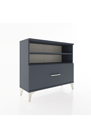 Arges Şifonyer 2 Raflı Tek Çekmeceli 88x30x80 Antrasit-Antrasit