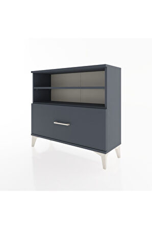 Arges Şifonyer 2 Raflı Tek Çekmeceli 88x30x80 Antrasit-Antrasit