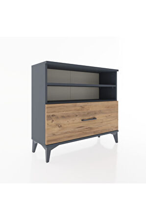 Arges Şifonyer 2 Raflı Tek Çekmeceli 88x30x80 Antrasit-Çam
