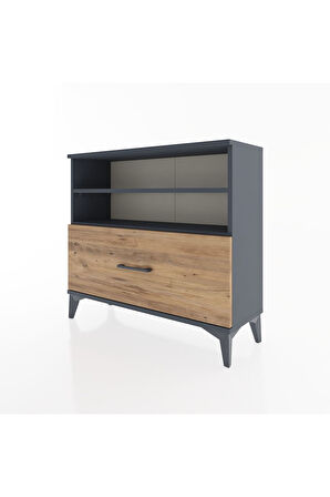 Arges Şifonyer 2 Raflı Tek Çekmeceli 88x30x80 Antrasit-Çam