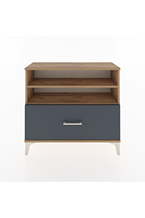 Arges Şifonyer 2 Raflı Tek Çekmeceli 88x30x80 Çam-Antrasit