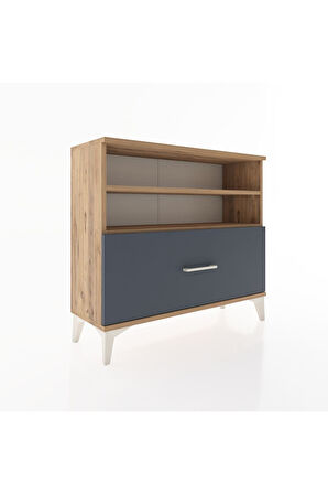 Arges Şifonyer 2 Raflı Tek Çekmeceli 88x30x80 Çam-Antrasit
