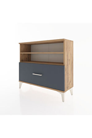 Arges Şifonyer 2 Raflı Tek Çekmeceli 88x30x80 Çam-Antrasit