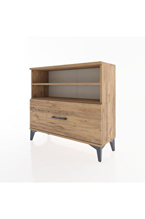 Arges Şifonyer 2 Raflı Tek Çekmeceli 88x30x80 Çam-Çam