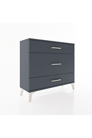 Arges Şifonyer 3 Çekmeceli 88x30x80 Antrasit-Antrasit