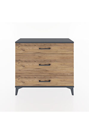 Arges Şifonyer 3 Çekmeceli 88x30x80 Antrasit-Çam