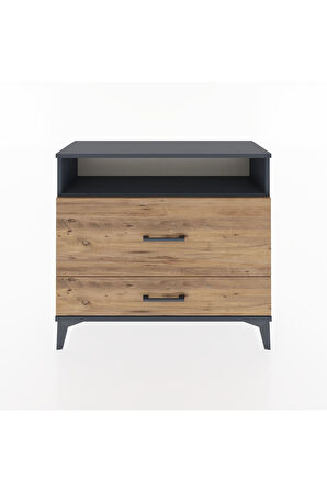 Arges Şifonyer Tek Raflı 2 Çekmeceli 88x30x80 Antrasit-Çam