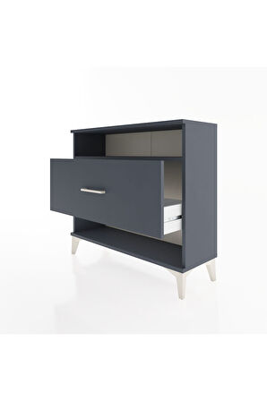 Arges Şifonyer Tek Raflı Tek Çekmeceli 88x30x80 Antrasit-Antrasit