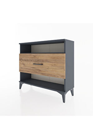 Arges Şifonyer Tek Raflı Tek Çekmeceli 88x30x80 Antrasit-Çam