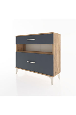 Arges Şifonyer Tek Raflı 2 Çekmeceli 88x30x80 Çam-Antrasit