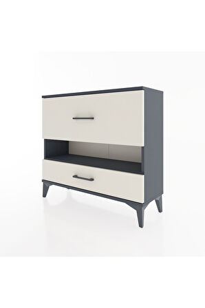 Arges Şifonyer Tek Raflı 2 Çekmeceli 88x30x80 Antrasit-Aytaşı