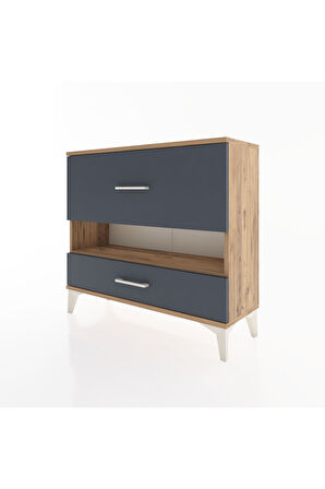 Arges Şifonyer Tek Raflı 2 Çekmeceli 88x30x80 Çam-Antrasit
