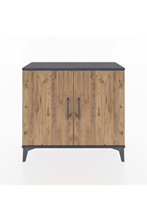 Arges Şifonyer 2 Raflı 2 Kapaklı 88x30x80 Antrasit-Çam