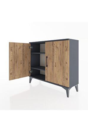 Arges Şifonyer 2 Raflı 2 Kapaklı 88x30x80 Antrasit-Çam
