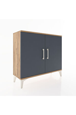 Arges Şifonyer 2 Raflı 2 Kapaklı 88x30x80 Çam-Antrasit