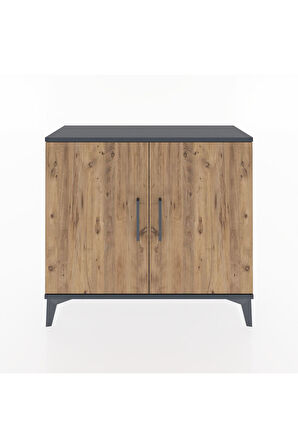 Arges Şifonyer Tek Raflı 2 Kapaklı 88x30x80 Antrasit-Çam