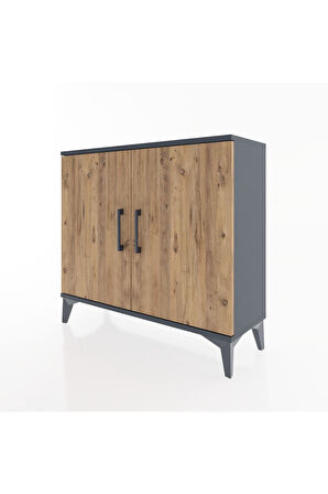 Arges Şifonyer Tek Raflı 2 Kapaklı 88x30x80 Antrasit-Çam