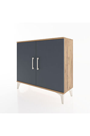 Arges Şifonyer Tek Raflı 2 Kapaklı 88x30x80 Çam-Antrasit