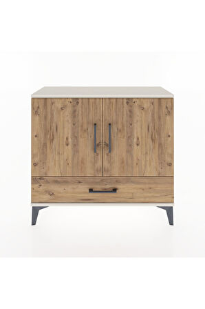 Arges Şifonyer 2 Raflı Tek Çekmeceli 2 Kapaklı 88x30x80 Aytaşı-Çam