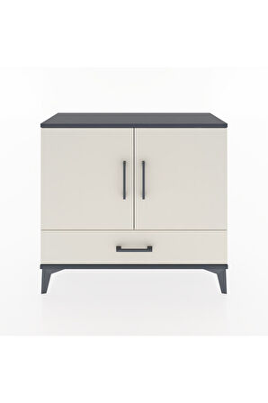 Arges Şifonyer 2 Raflı Tek Çekmeceli 2 Kapaklı 88x30x80 Antrasit-Aytaşı