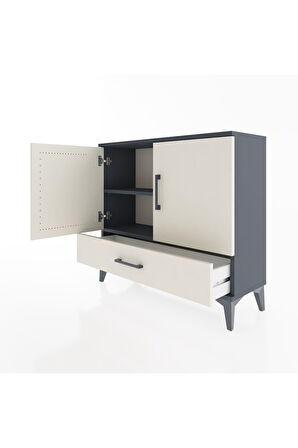Arges Şifonyer 2 Raflı Tek Çekmeceli 2 Kapaklı 88x30x80 Antrasit-Aytaşı