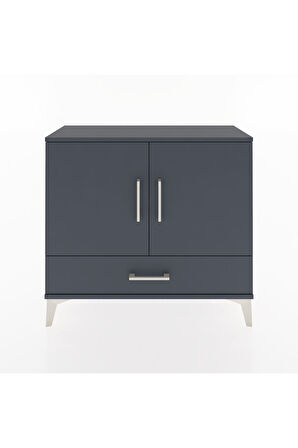 Arges Şifonyer 2 Raflı Tek Çekmeceli 2 Kapaklı 88x30x80 Antrasit-Antrasit
