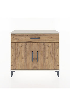 Arges Şifonyer Tek Raflı Tek Çekmeceli 2 Kapaklı 88x30x80 Aytaşı-Çam