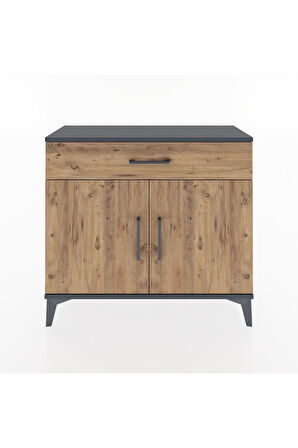 Arges Şifonyer Tek Raflı Tek Çekmeceli 2 Kapaklı 88x30x80 Antrasit-Çam
