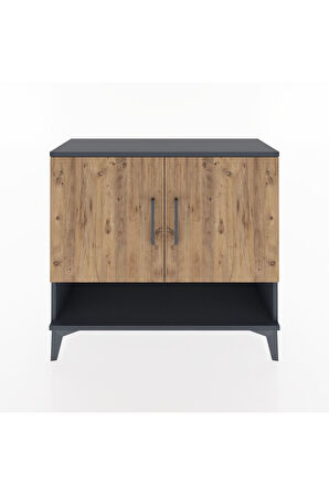 Arges Şifonyer 2 Raflı 2 Kapaklı 88x30x80 Antrasit-Çam
