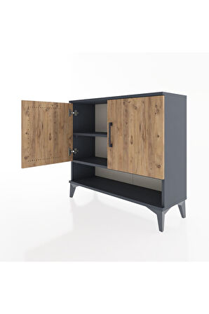 Arges Şifonyer 2 Raflı 2 Kapaklı 88x30x80 Antrasit-Çam