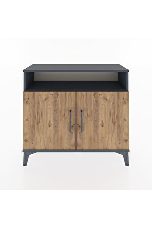 Arges Şifonyer 2 Raflı 2 Kapaklı 88x30x80 Antrasit-Çam
