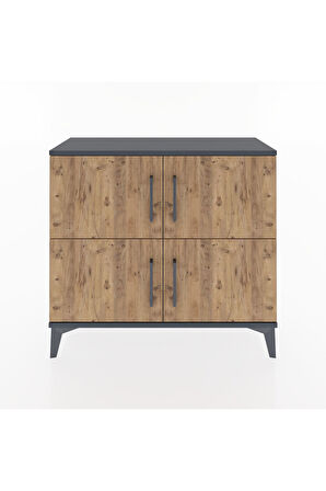 Arges Şifonyer 3 Raflı 4 Kapaklı 88x30x80 Antrasit-Çam